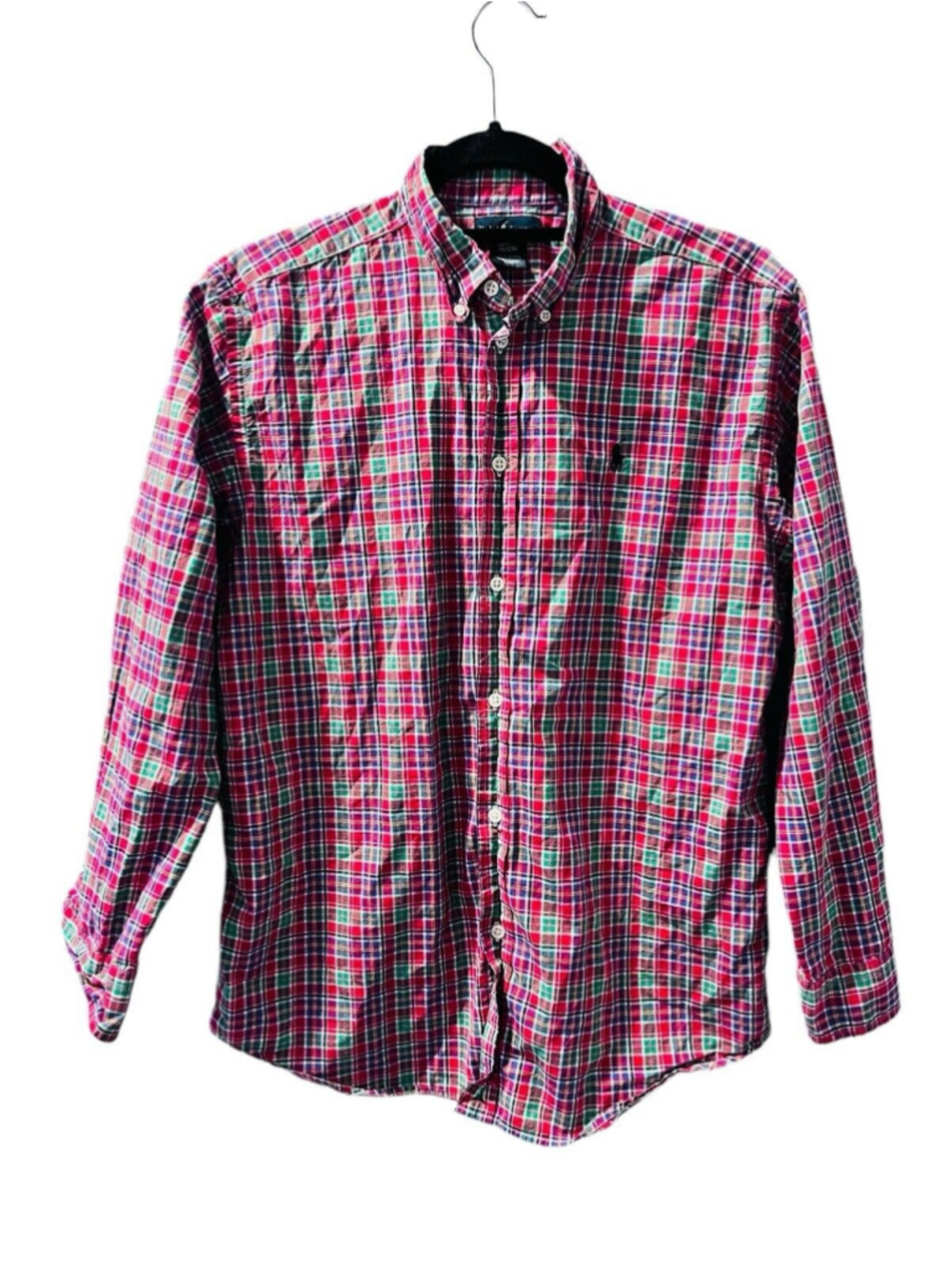 Ralph Lauren Plaid Button Down Red Green Men's Size XL Long Sleeve Red Green